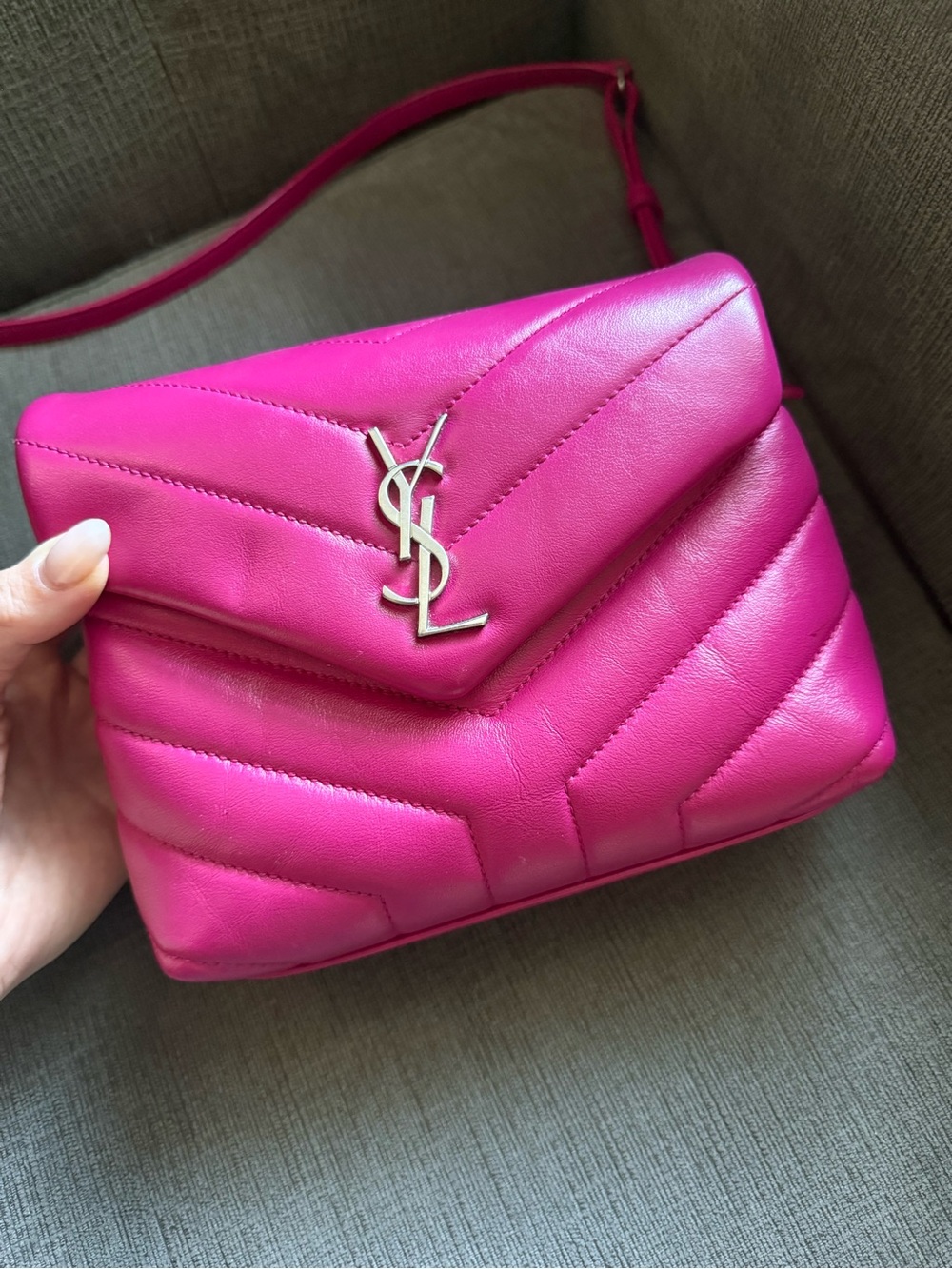 YVES SAINT LAURENT • Toy Loulou crossbody bag purse fuscia pink